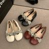 Retro Versatile Round Head One Pedal Mary Jane Small Leather Shoes Women'S Shoes Are Not Tired Of Commuting Grandma Shoes Flat Single Shoes