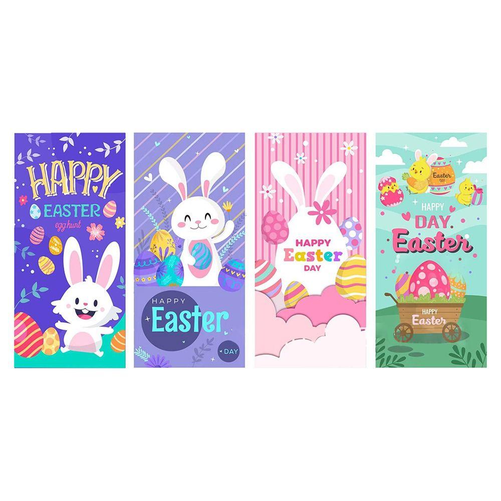 50PCS Drawstring Easter Candy Bags Snack Decoration Easter Eggs Easter Gift Bag Rabbit Ears Party Supplies Cookies Snack Packing