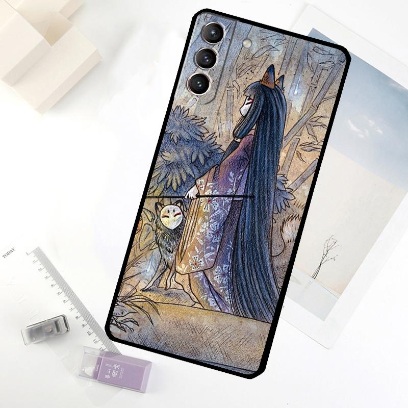 Kitsune Fox Art Phone Case For Samsung Galaxy S20 FE S21 S22 S23 S24 S25 S26 Ultra S10 S25 Plus S25 FE Cover