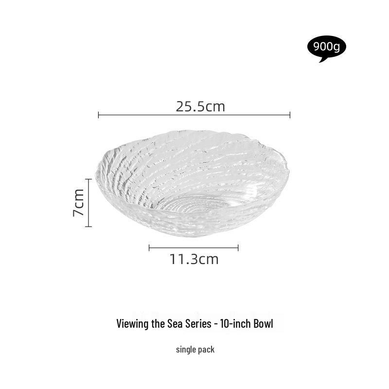 Canghai Glass Bowl & Plate Set: Minimalist, High-End Dessert, Salad, Fruit Bowls & Shallow Plates.