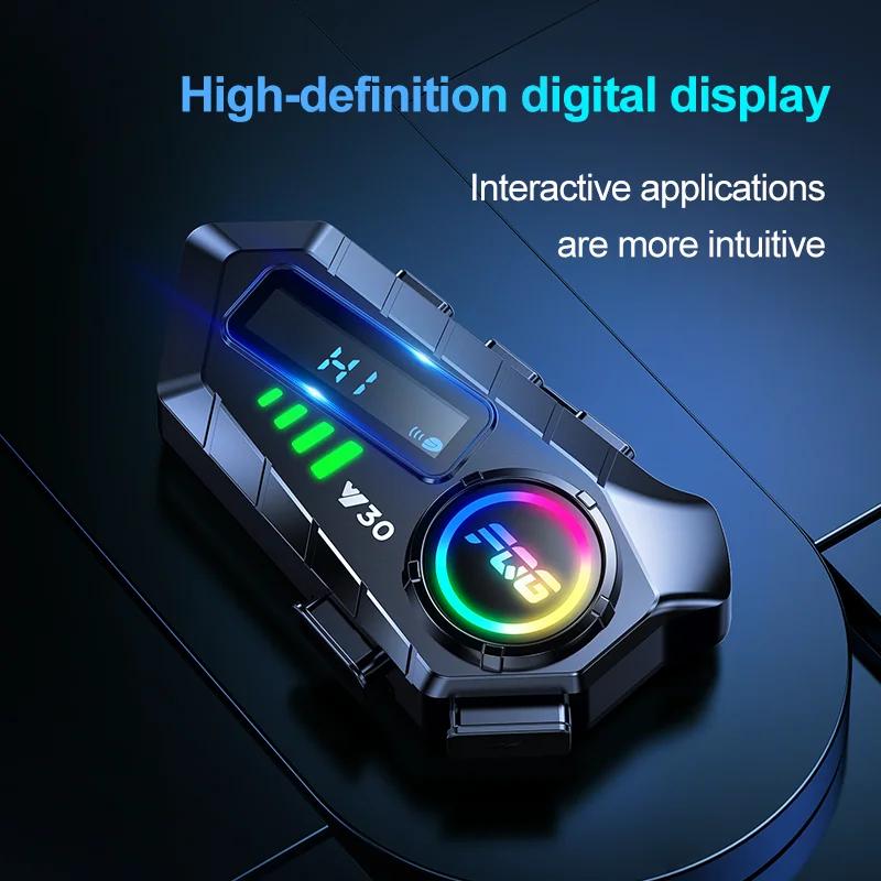 Y30 Motorcycle Intercom Bluetooth 6.0 Helmet Headset Led Light Moto intercomunicador For 2 Riders Voice Control Wireless Speaker Moto Accessories