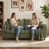 Loveseat Sofa With Wide Seat Corduroy 2 Seater Couch With Deep Seat Spring Cushion Green