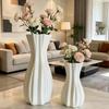 Matte White Striped Plastic Vase Shatterproof Hydroponic Container Lightweight Home Decor For Flowers, Plants Tabletop Display