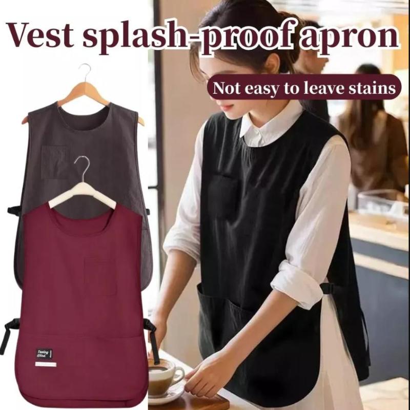 Waterproof Vest Apron Coffee Shop Cooking Aprons Oilproof Bbq Aprons With Big Pocket Kitchen Waiter Workwear Apron