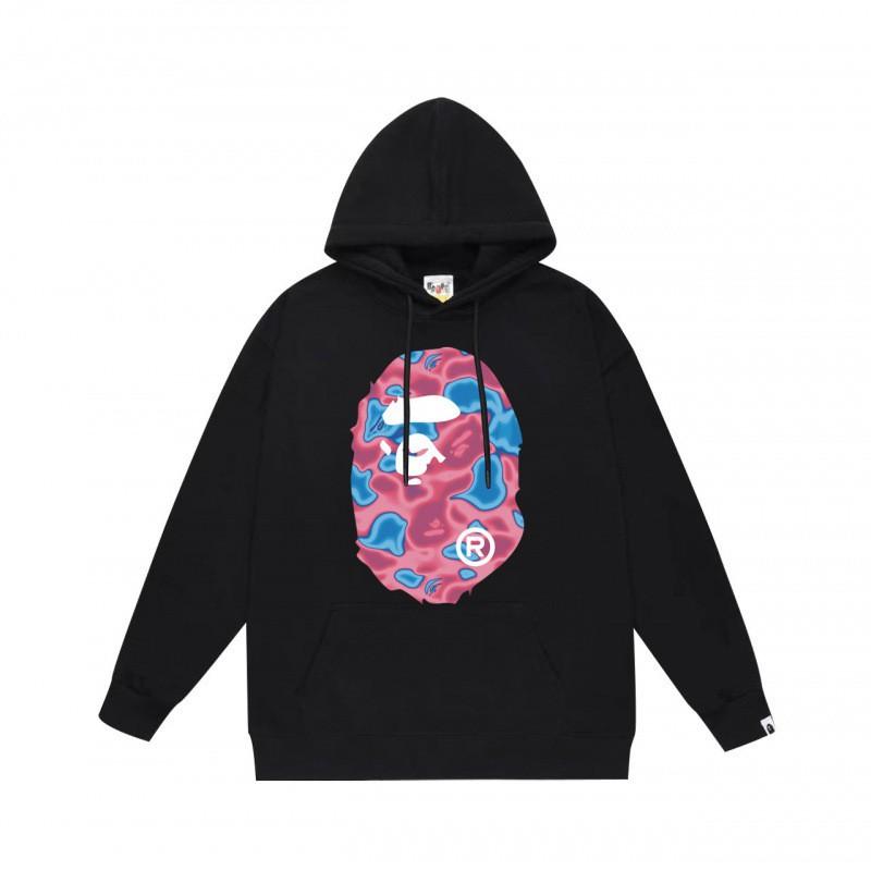 Mens Womens Streetwear Hoodie With Japanese Style Bape Print Loose Fit Cotton Pullover Winter