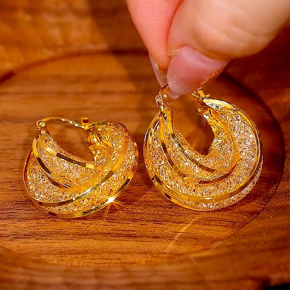 

Гонконг Роскошные Золотые Кольца с Кристаллами Циркония в Виде Креста и Роскошные Серьги-Каффы в Виде Круга золотой