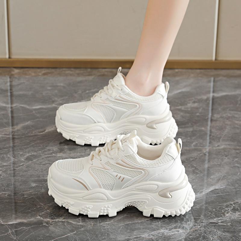 Summer mesh shoes women's breathable thin new platform dad shoes student mesh sneakers increase in height