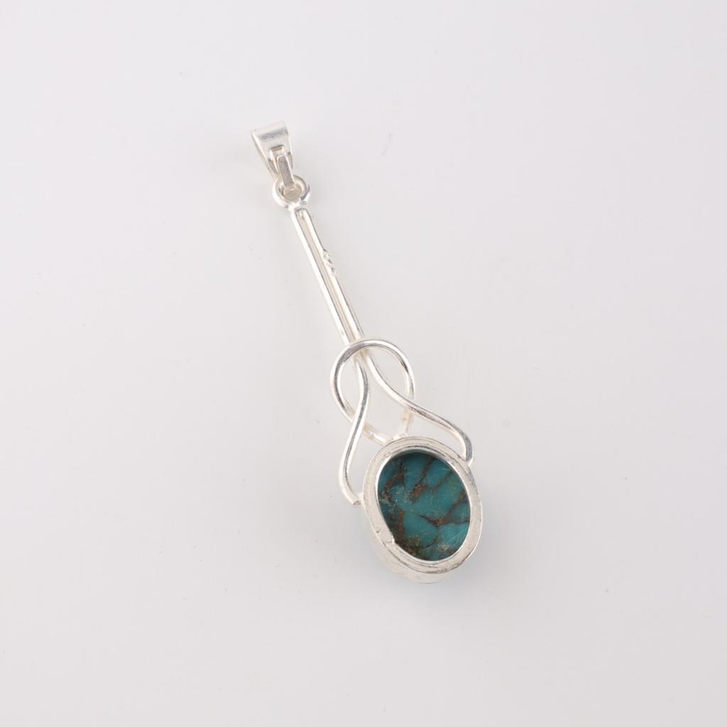 Blue Copper Turquoise Gemstone 925 Sterling Silver Jewelry Handmade Pendant1.79" PP-60-40