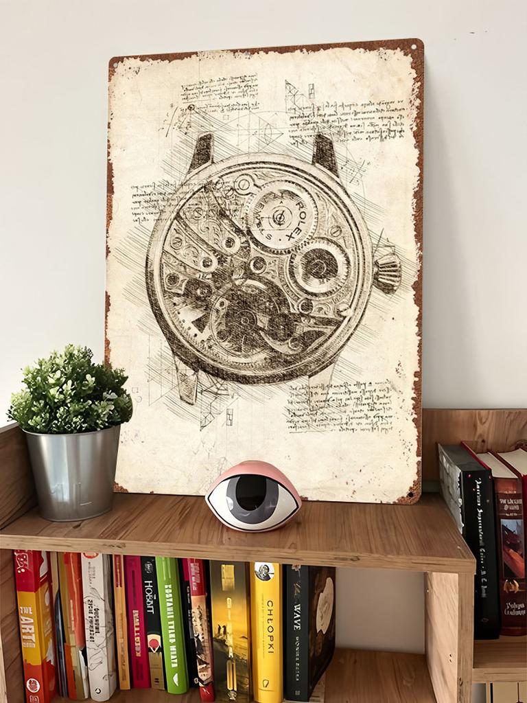 Rolex Innenleben Da Vinci Metallposter Bilder Wanddekorationsartikel Anpassbare Metallblechschilder für Wandkunstdekoration Man Cave