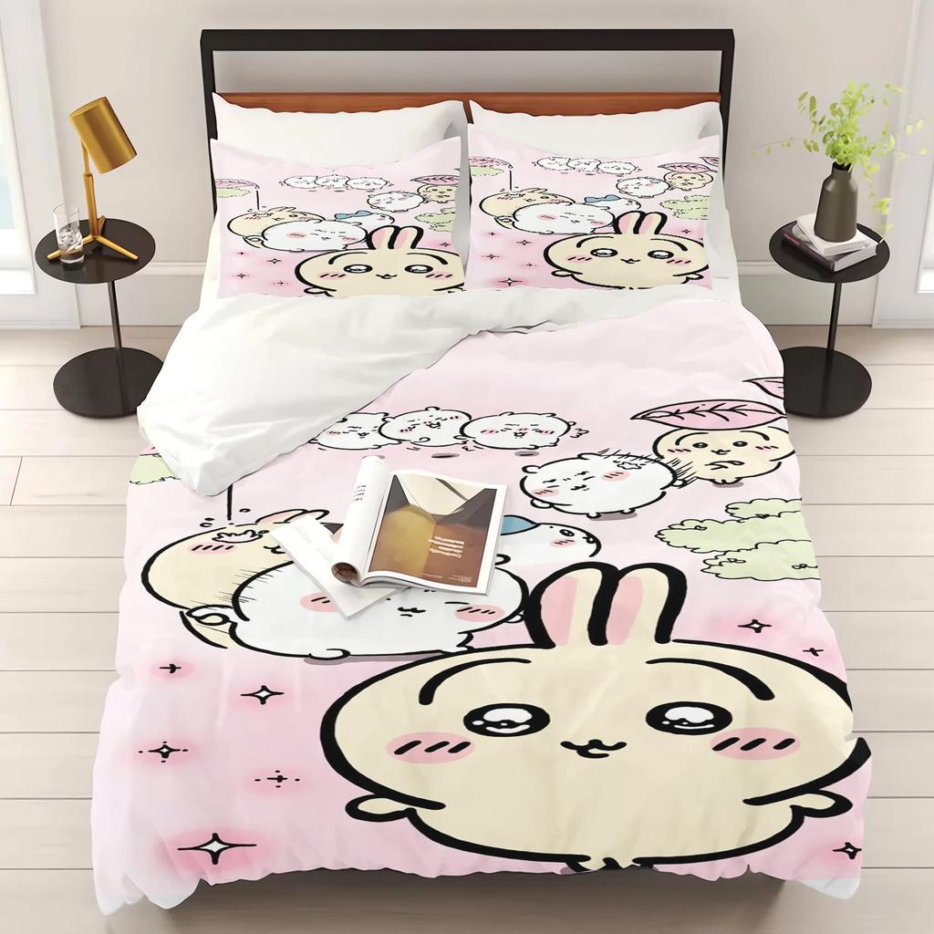 Chiikawa Schlafzimmer Kinder Bettwäsche Set Bettbezug Komfort Queen Mit Kissenbezug Weihnachtsgeschenke Zuhause
