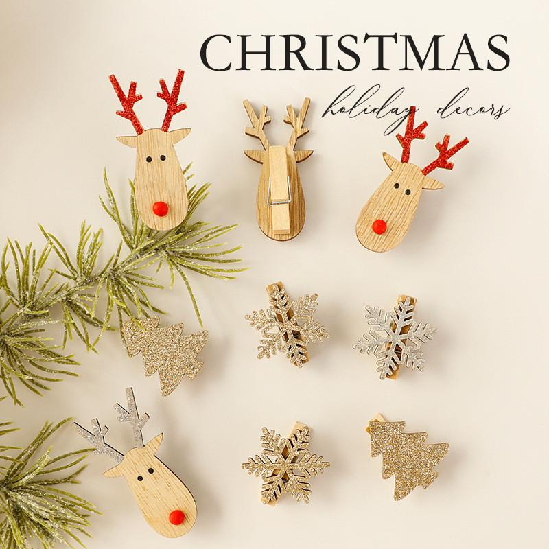Holiday Tree Ornaments Wooden Decor With Snowflake Reindeer For Christmas Gift
