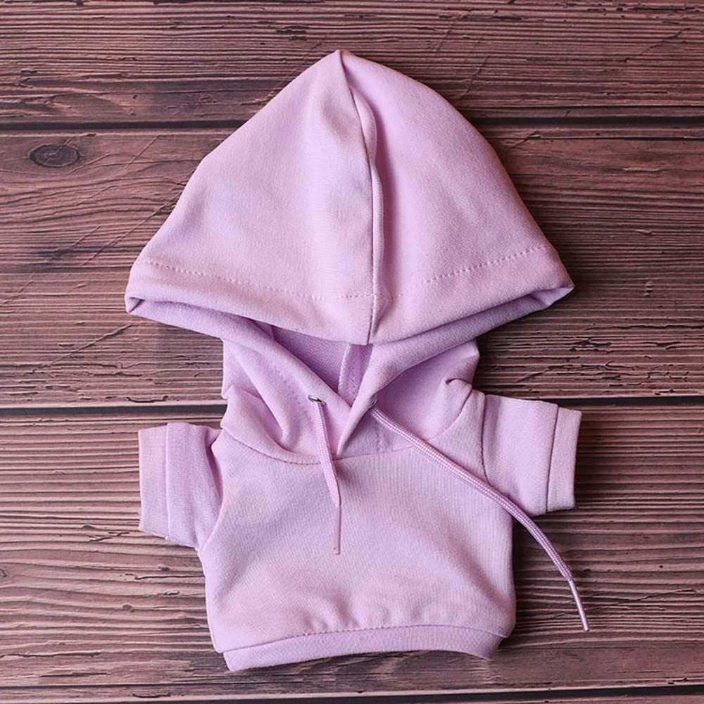 Niannyyhouse 20cm Plüschpuppenkleidung, Hoodie und Jeans, Baumwollpuppenkleidung (Rosa Lila)