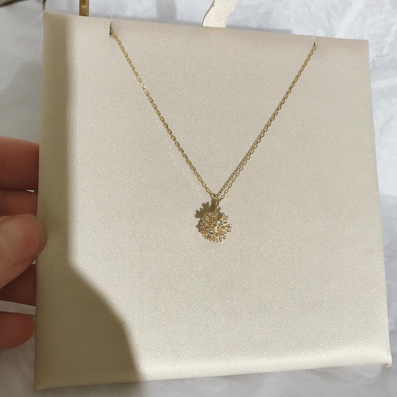 ANENJERY Colar de zircônia de dente de leão para mulheres, gargantilha com corrente de clavícula mnimalista, joias de casamento