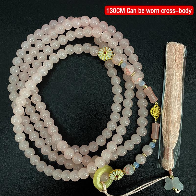 Halskette mit langen grünen Perlen im chinesischen Stil, buddhistische Buddha-Meditation, grüne Kristallhalskette, lange Quasten-Choker, Schmuckgeschenke