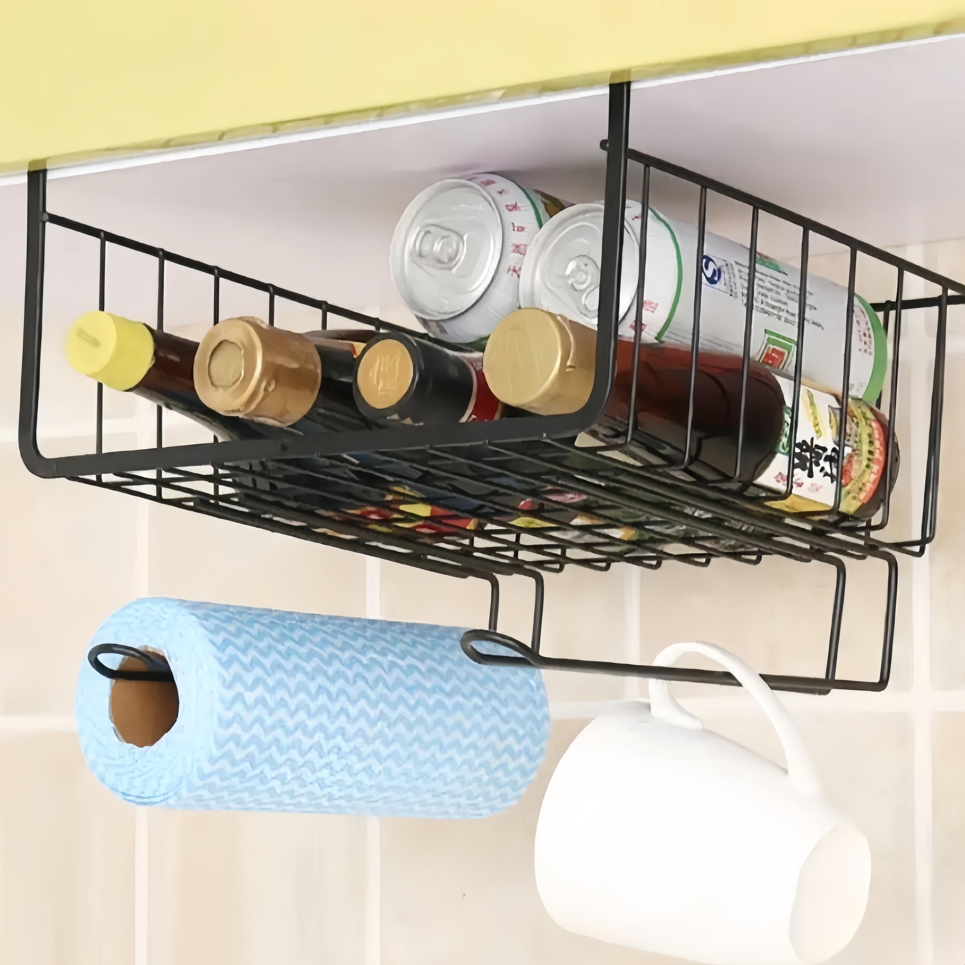 

Кухонна підвісна шафа кошик полиця роздільник під шафу стійка органайзер для шафи зберігання підвісна стійка чорний