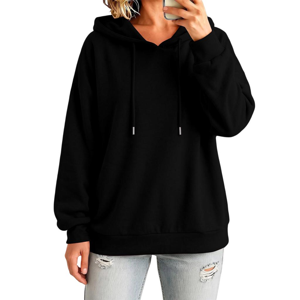 Women's Color Pullover Hoodie Casual Versatile Basic Top