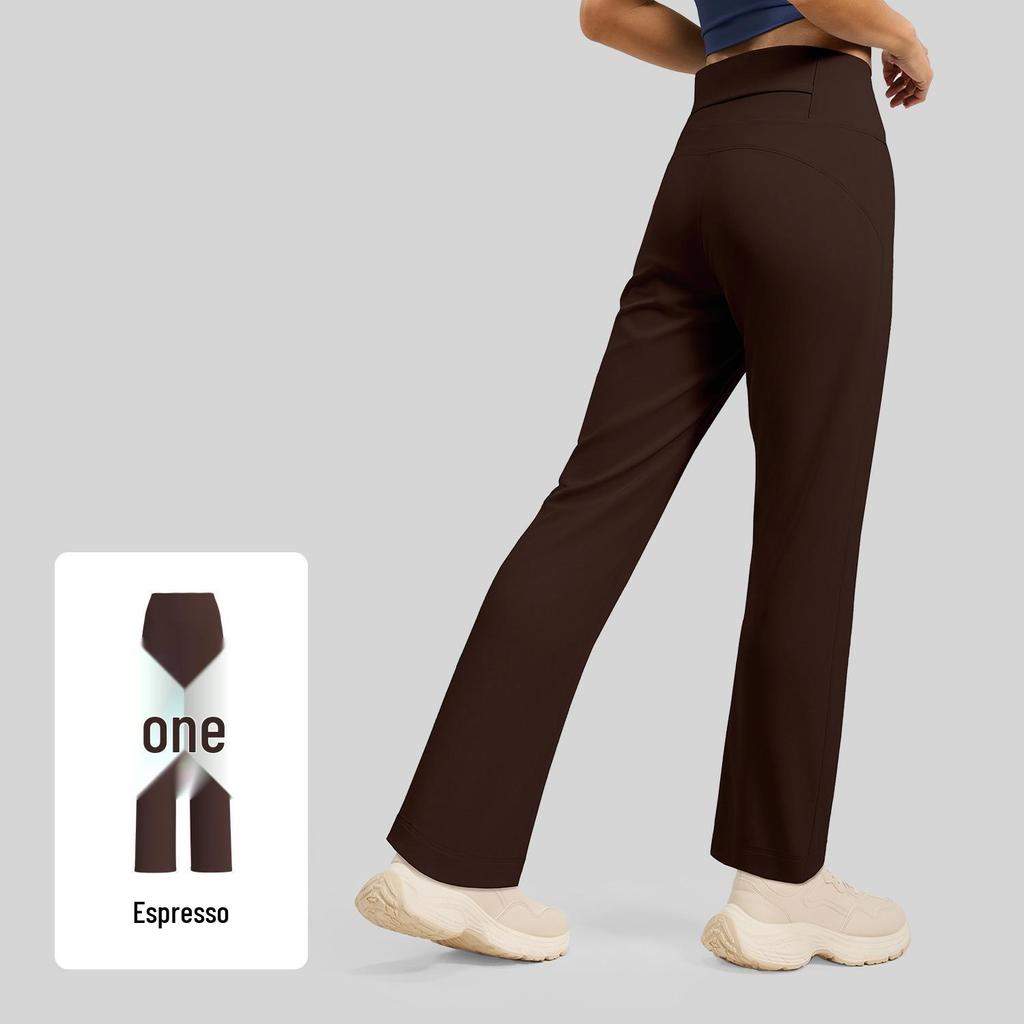 Juyi Tang Women's High-Waist Slimming Yoga Pants: Peach, Loose Straight Leg, Tall Fit, Hip Lifting Design