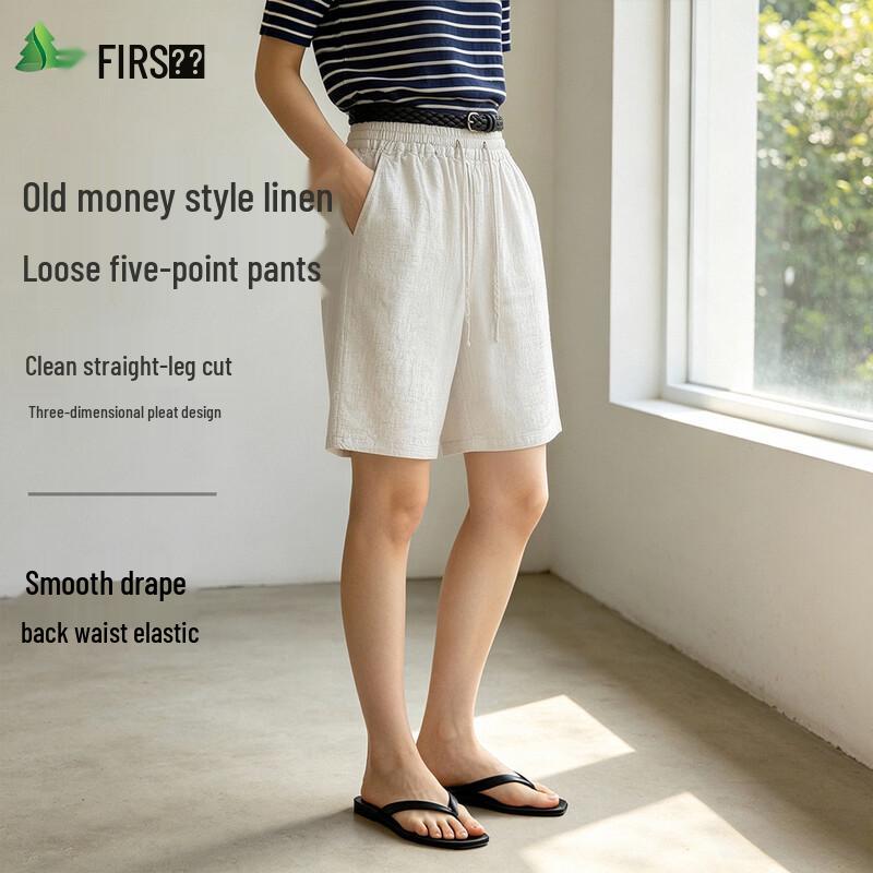 FIRS Women s 100% Linen Casual Shorts M