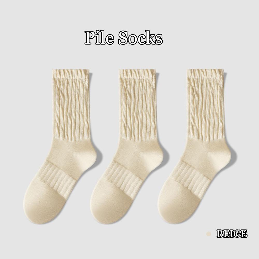 3 Pary Vintage Bawełnianych Skarpet, Damskie Skarpety Dzianinowe Skarpety Sportowe Grube Długie Skarpety Frotte, ze Skórzanymi Czółenkami Trampkami Butami na Deskę