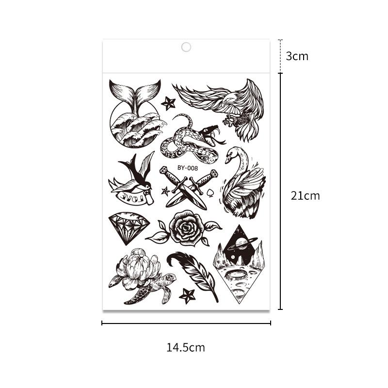 18pcs Dark Fluorescent Color Changing Tattoo Sticker Luminous Flower Arm Adult Tattoo Sticker Trend Bar Animal Tattoo Stickers