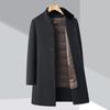 Men's Winter Wool Coat with Mink Fur Collar and Down Liner