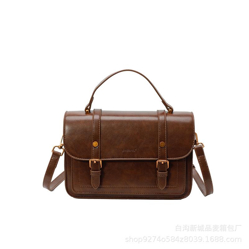 Retro commuter handbag women's 2025 new fashion personality ins Cambridge bag texture niche foreign shoulder bag