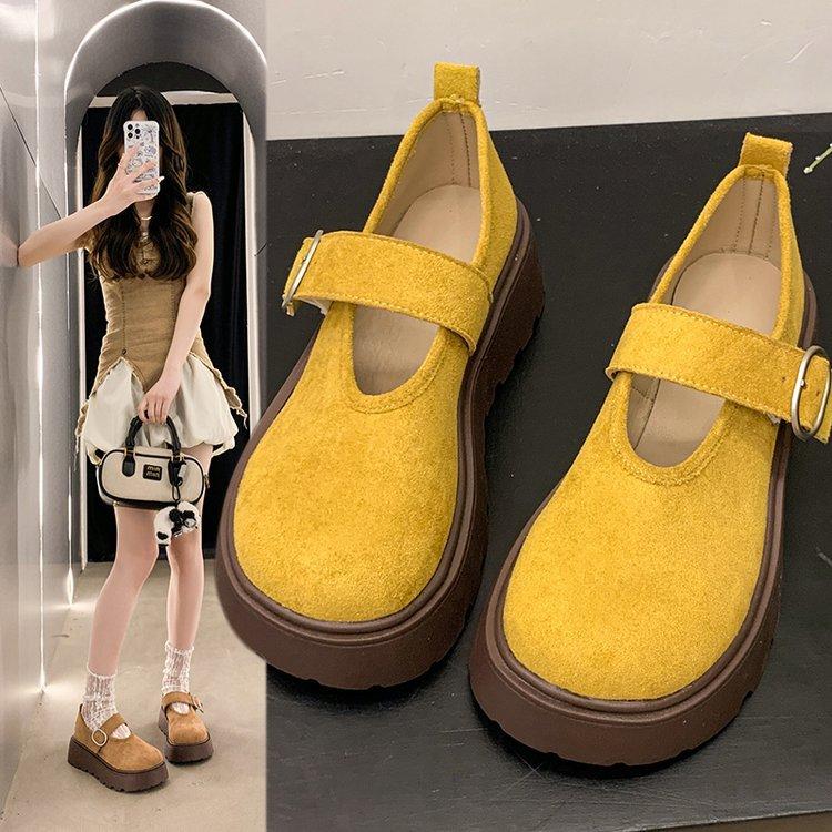 [Youshilai] In the summer of 2025, the new mango head Mary Jane shoes are muffin and light loafers. Suede