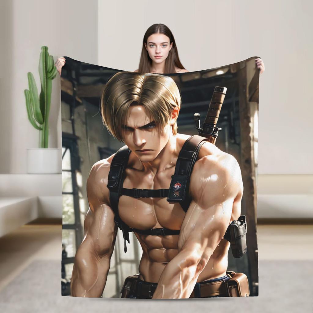 Leon Kennedy Resident Evils Blanket Quality Soft Warm Bedding Throws Spring Children Living Room Graphic Bedspread