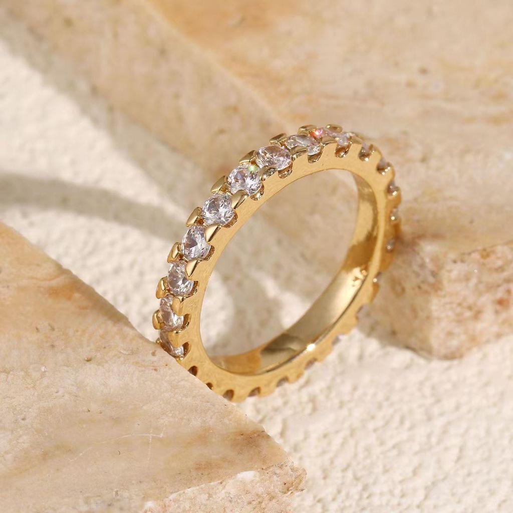 Interlocking Zircon Diamond Ring - Two-Tone Trendy Personalized Design