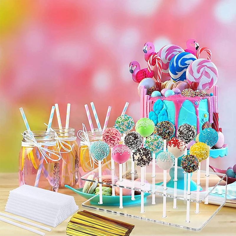 Hole Cake Pop Stand Candy Display Acrylic Stand Clear Durable Candy Stand Baby Shower Wedding Party Birthday Dessert Placement