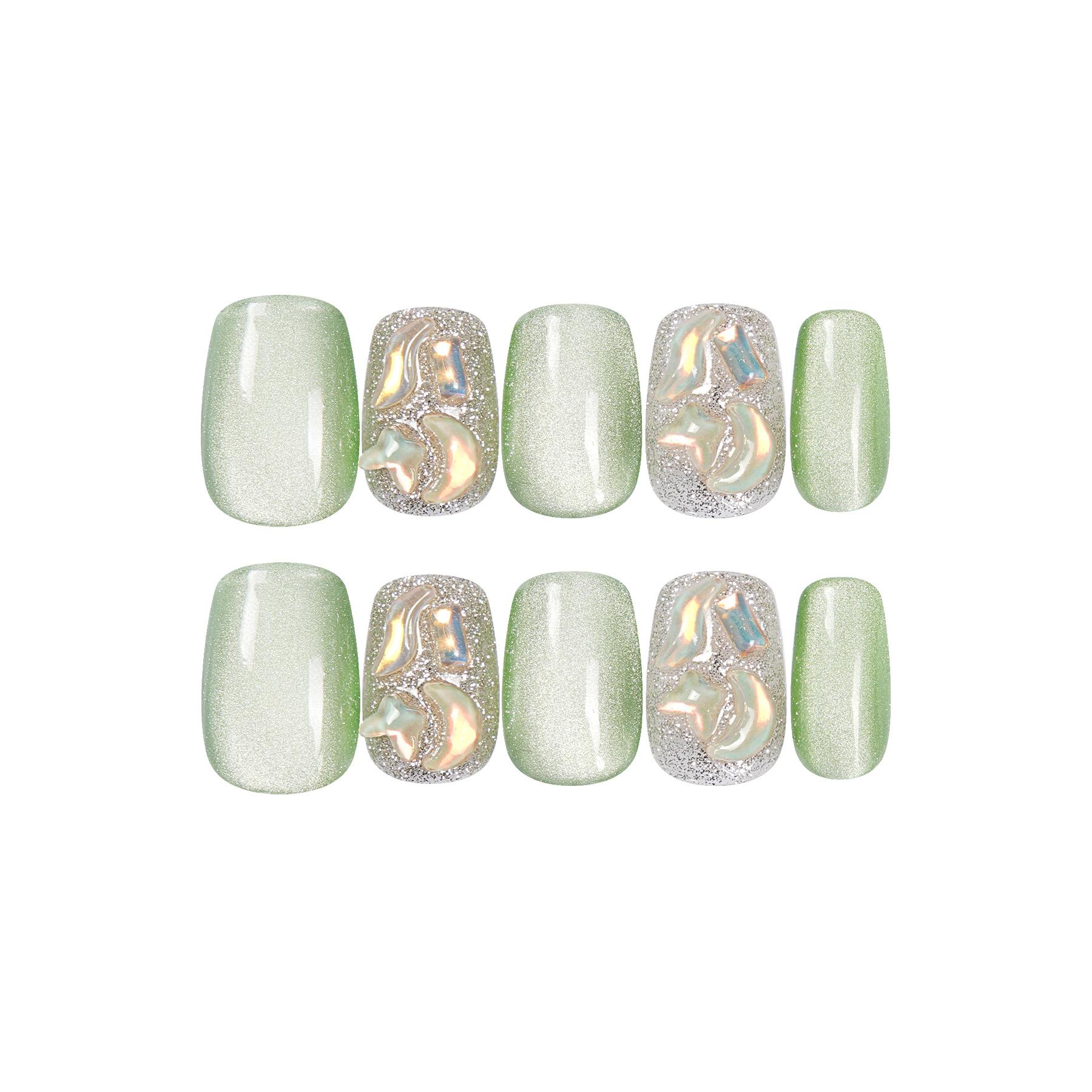 

Green Spring and Summer Cat Eye Hand-wearing Armor Pure Hand-made Armor Short Square Head Transparent Plastic Box PP Box Packaging L