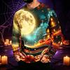 Men's Long Sleeve Hooded Sun Shirt with Halloween Print