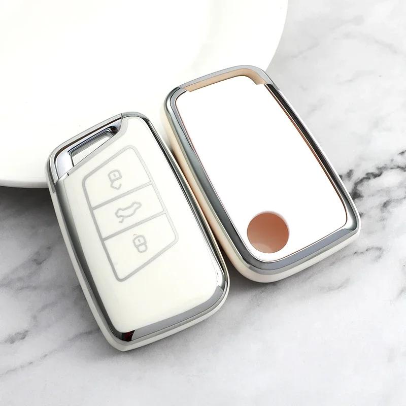3/5 Bottons Tpu Car Smart Key Case Cover Shell For Volkswagen Vw  Atlas Tiguan Golf 7 Magotan Passat B8 Skoda Kodiaq A7