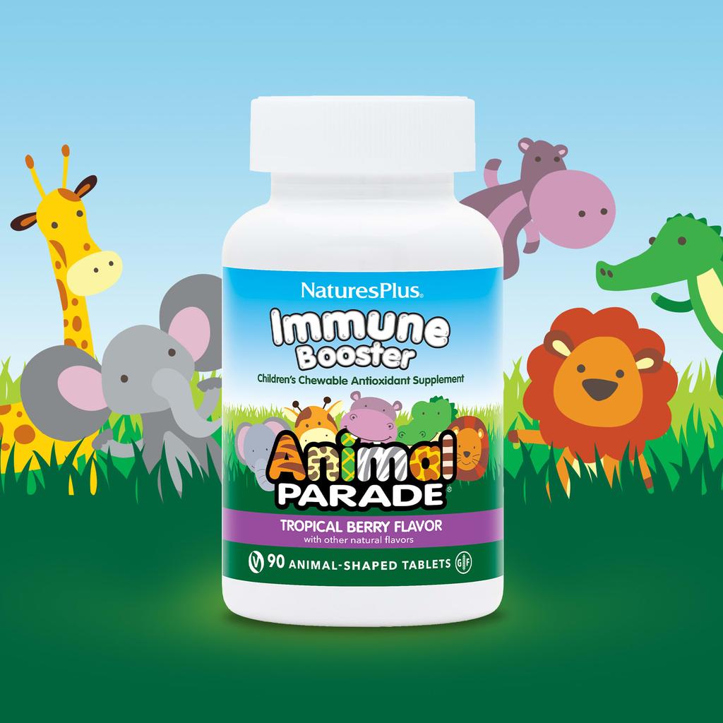NaturesPlus, Source of Life, Animal Parade, Immune Booster for Kids, Natural Tropical Berry Flavor, 90 Count