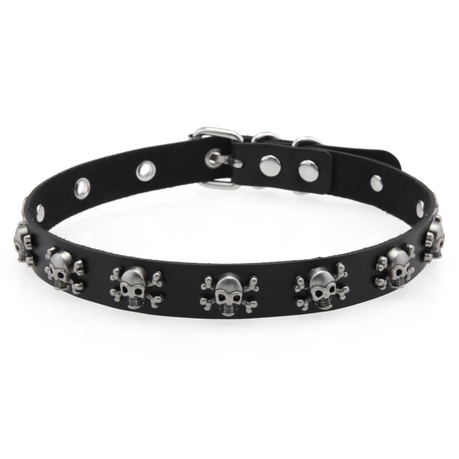 

Halloween Punk Necklace Costume Jewelry Skull Choker Collar Goth Choker Necklace Women Pu Leather Chocker Jewellery
