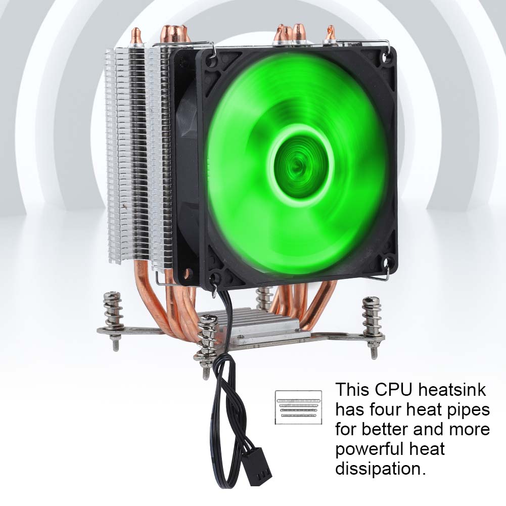 4 Heat Pipe CPU Fan Cooler Heat Sink With Screw (Red Light Small Screw+Backboard)