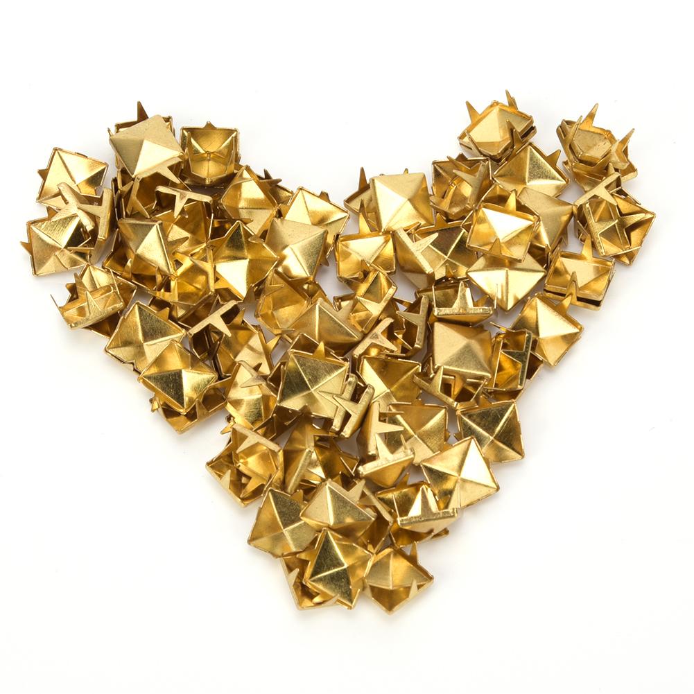 100 PCS 9MM Brass Copper Square Rivets Apparel Shoes Bag Accessories for Leather Decoration