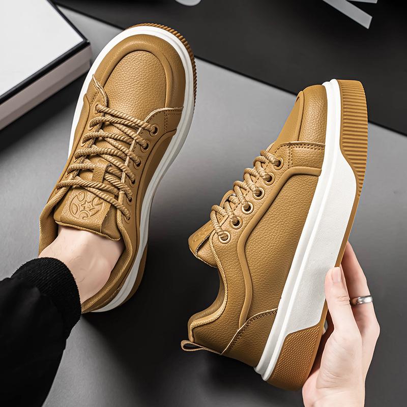 Winter new student sports and leisure leather thick-soled comfortable little white board shoes