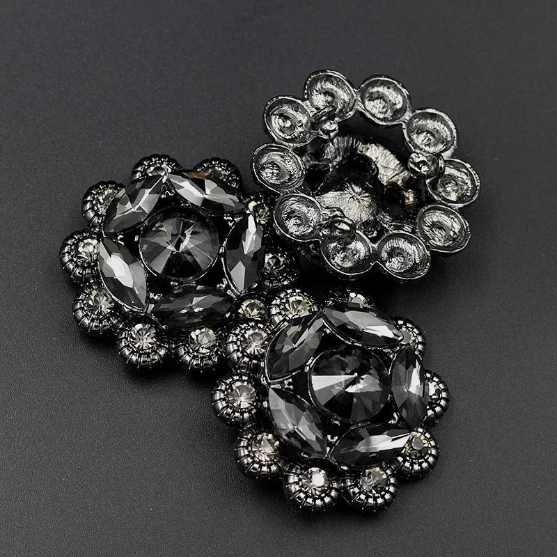 1pcs Rhinestone Duckbill Buckle Brooch Sleeve Buttons DIY Sewing For Mink Fur Coat