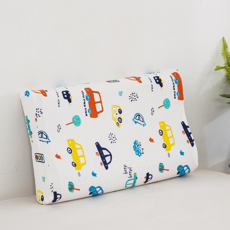 Thailand Natural Latex Children's Pillow - Pure Cotton Cartoon Design, Baby Neck Support, Ideal for Kindergarten Students and Gifts