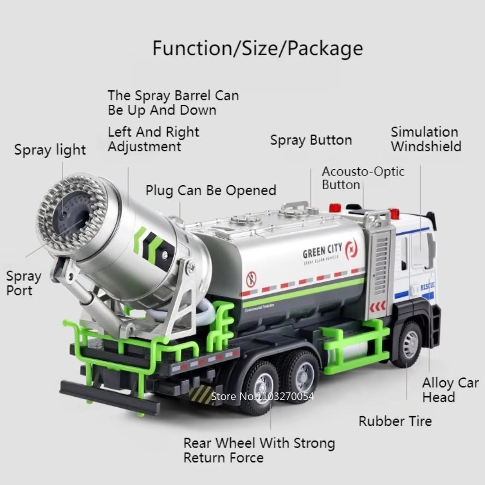 1:32 Fire Water Tanker Ladder Truck Alloy Spraying Vehicle Diecast Models Toys Car Doors Opened Sound Light Cars For Kid's Gifts