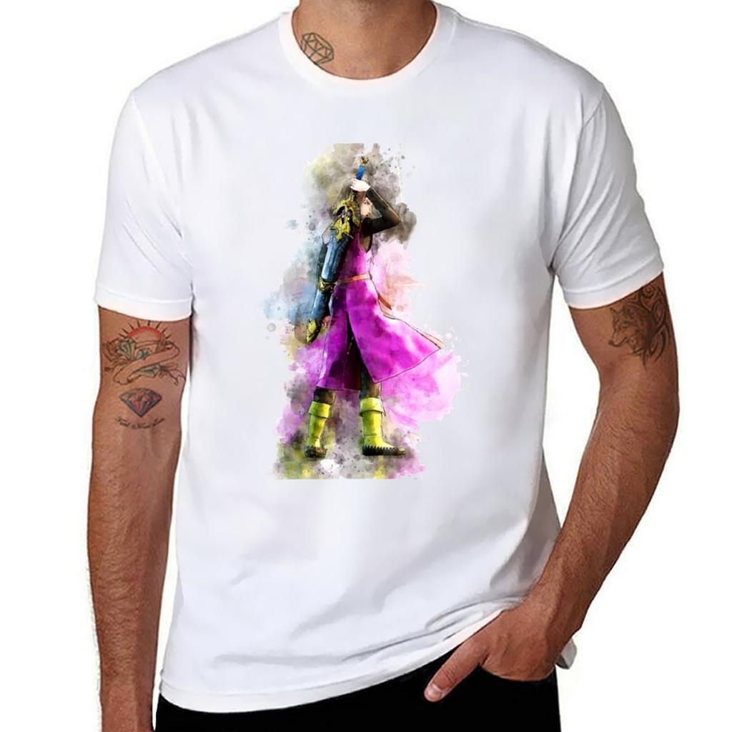 Luminary Dqxi Watercolor Tshirt Work Short Sleeve Cotton Top