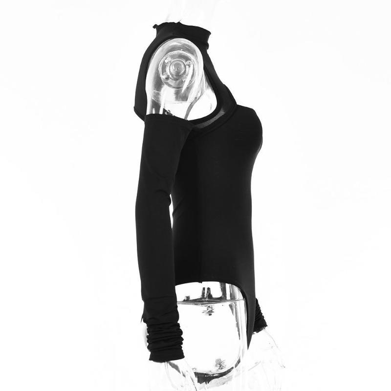European and American Autumn Women's Spicy Girl Hollow Out Slimming Half High Neck Long Sleeved Backless Off Shoulder Jumpsuit