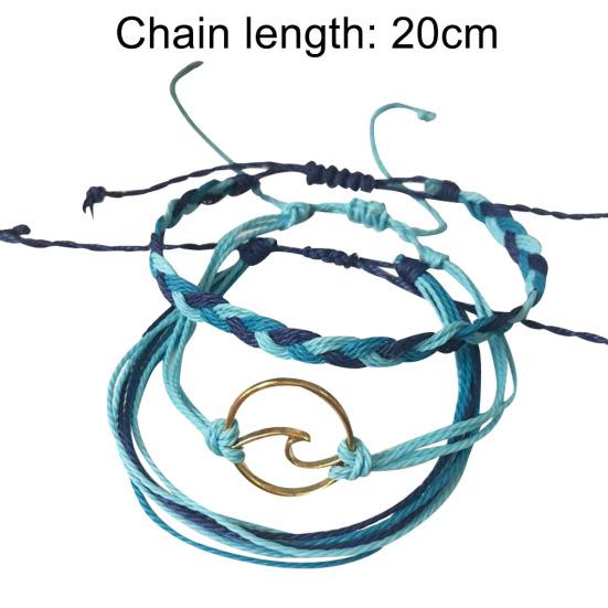 3Pcs Women Summer Beach Sea Wave Strand Bracelet Adjustable Bangle Jewelry Gift