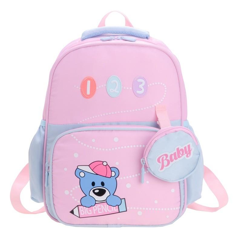 Adorable Cartoon Bear Unisex Kids Backpack Large Capacity Durable Nylon School Bag