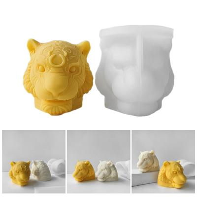 3D Tigers Head Candle Molds Halloween Silicone Molds Scented Candle Resin Castings Molds for Home Decorations DIYs Craft