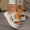 Winter New Platform Slippers Women's Round Head Open Toe Front Strap Anti-slip Wear-resistant Flat Shoes