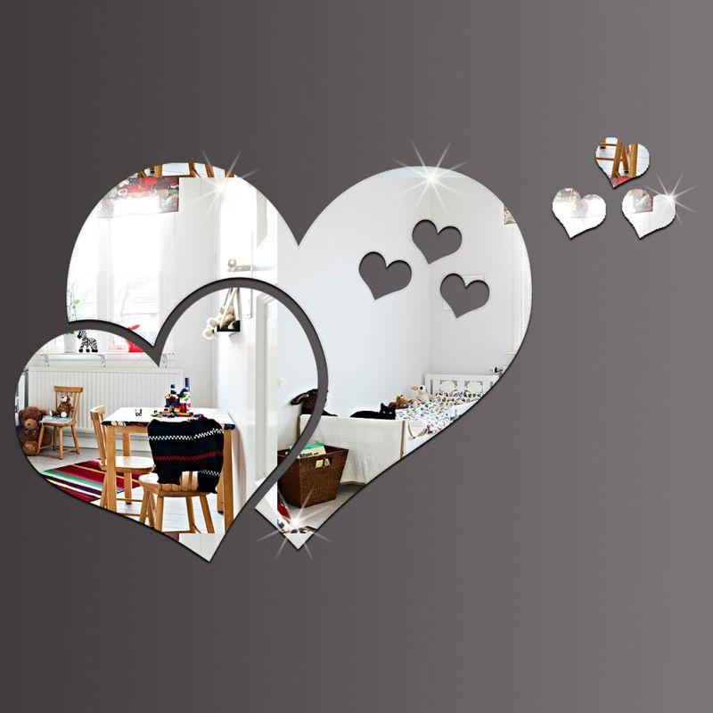 Beautiful 3d Love Heart Mirror Wall Stickers Decal For Stylish Home Decor
