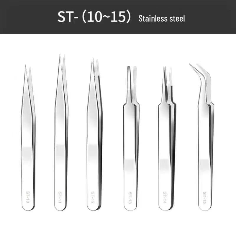 High Precision 304 Stainless Steel Pointed Tip Tweezers for Electronics and Hair Tweezing
