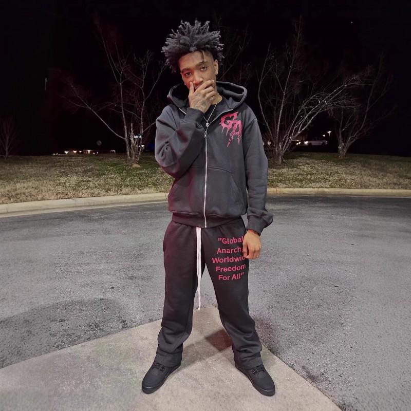 Streetwear Y2K Thorn Hoodie Sweatpants Set Trendy Printed 2-Piece Young Adults